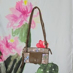 Floral Tan Crossbody Bag